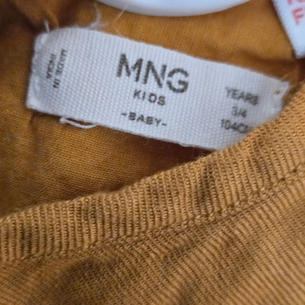 Mango MNG Kids Baby Girls Mustard Yellow Floral Embroidered Dress Size 3-4 104cm